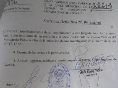 Intendente y Junta Municipal sufren revés en juicios de amparo
