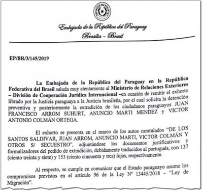 Entregan la extradición de Arrom, Martí y Colmán