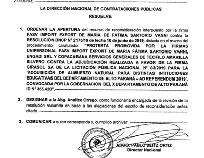 DNCP actúa de cómplice para que Gobernador adjudique almuerzo escolar a firma que falseó documentos