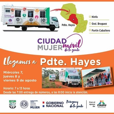Anuncian presencia del móvil Ciudad Mujer en el Chaco