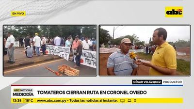 Tomateros cierran ruta en Coronel Oviedo
