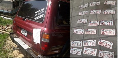 Incautan dos camionetas y numerosas chapas en su interior que serían robadas