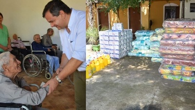 San Ignacio; Carlos Arrechea entregó víveres y colchones a Hogar de Ancianos