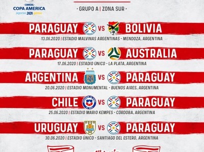 Paraguay debutará ante Bolivia en la Copa América 2020