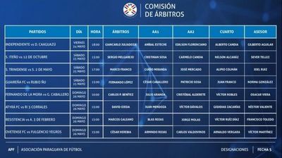 Jueces para la 5a fecha de la Intermedia