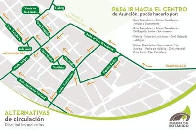 Desvíos en zona del Jardín Botánico, recién la próxima semana