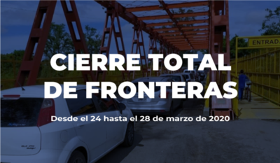 Gobierno Nacional establece cierre de fronteras hasta el sábado 28