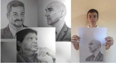 Joven de 15 años homenajea a nuestras autoridades con de arte