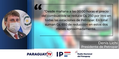 Gobierno anuncia reducción del precio de gasoil y nafta por Petropar