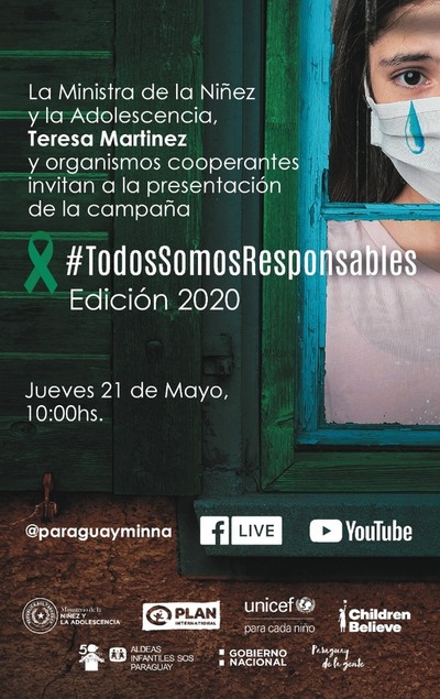 Niñez y Adolescencia presenta online campaña "Todos Somos Responsables"